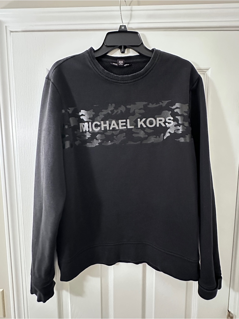 Michael Kors Black Crewneck Sweatshirt with Subtle Camo Logo